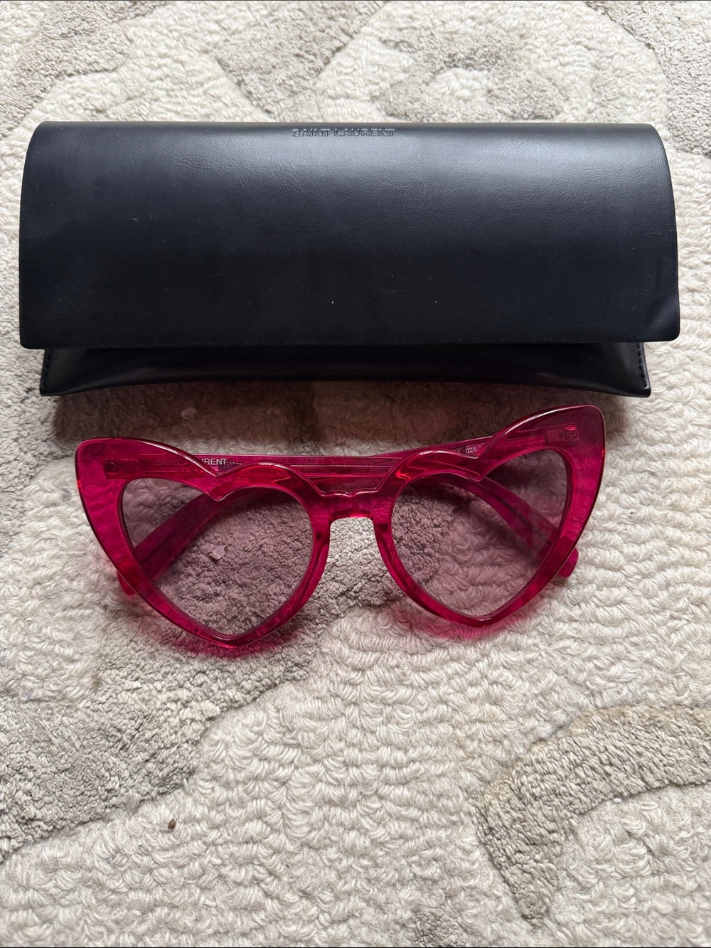 Saint Laurent Pink Lou Lou Heart Cat-Eye Sunglasses - Picture 3 of 9